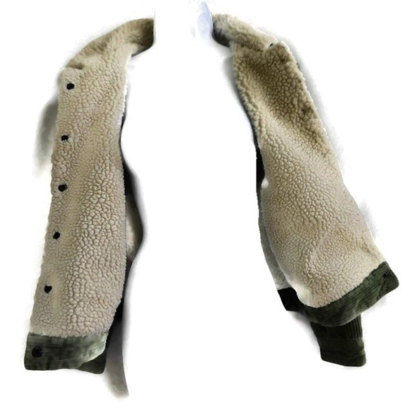 Big Chill Jacket Corduroy Sherpa 90s Button Snaps Green S - Picture 6 of 8